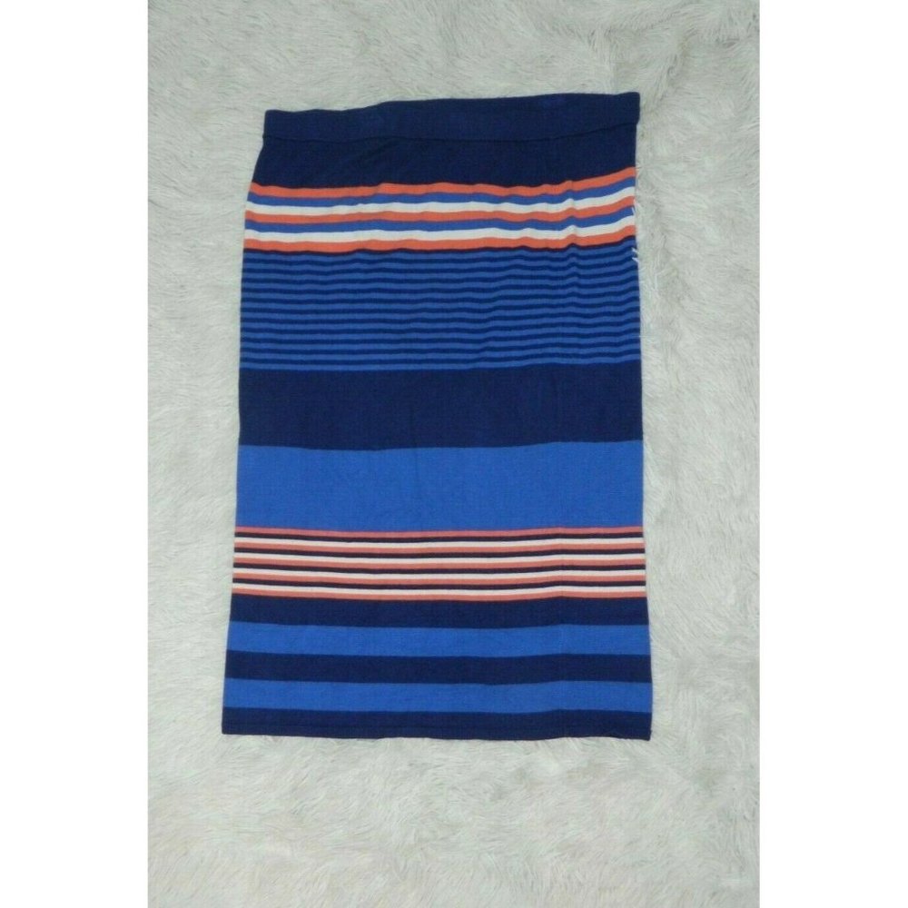 Eloquii Skirt Knit Blue Orange Stiped Plus Size 16/18